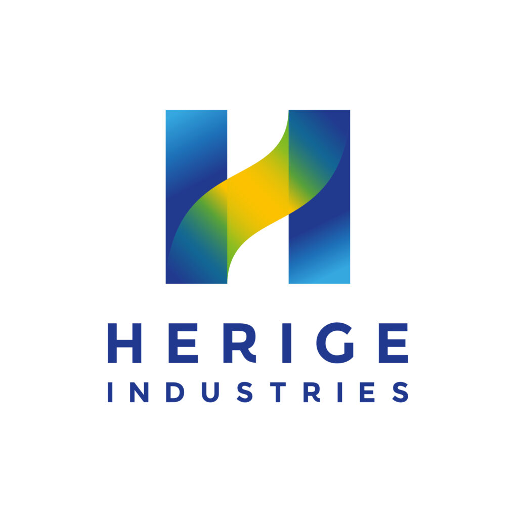 Logo HERIGE Industries illustrant la période depuis 2020 consacrée au recentrage stratégique du Groupe
